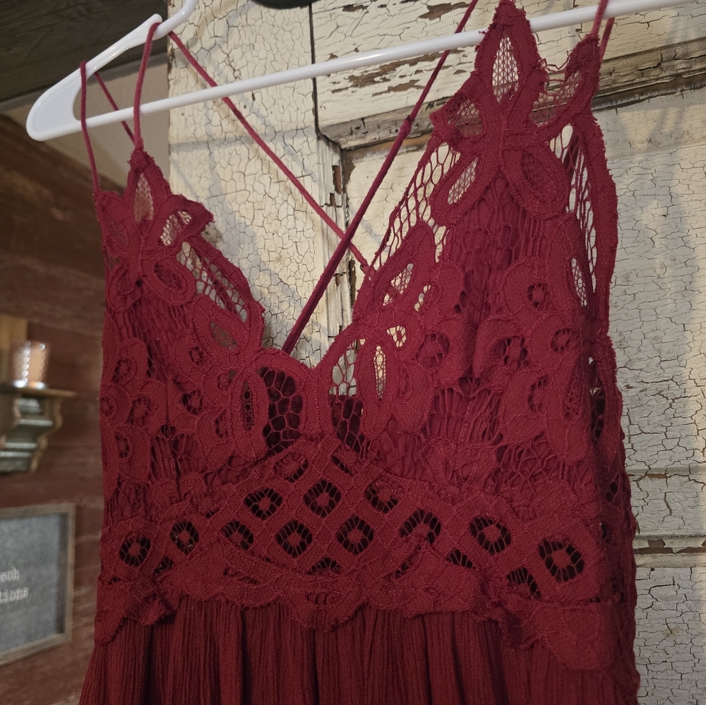 Womens FREE PEOPLE Lace Detail Maxi Dress Sz. Small GUC! - Picture 3 of 8